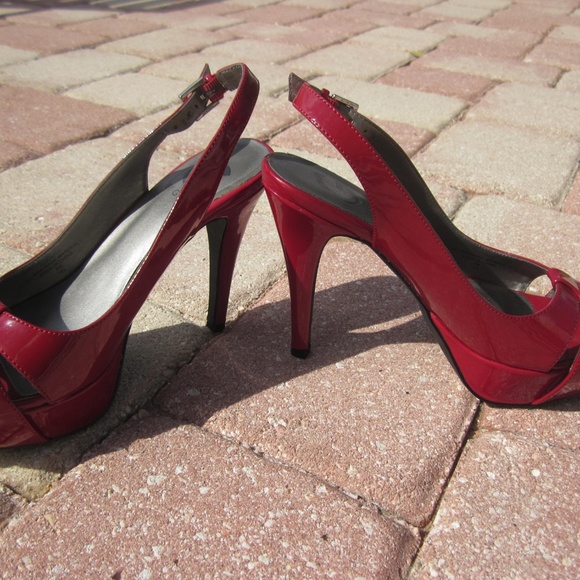 RED Guess Cathy Peep Toe Platform Stiletto - NICE! - Picture 6 of 6